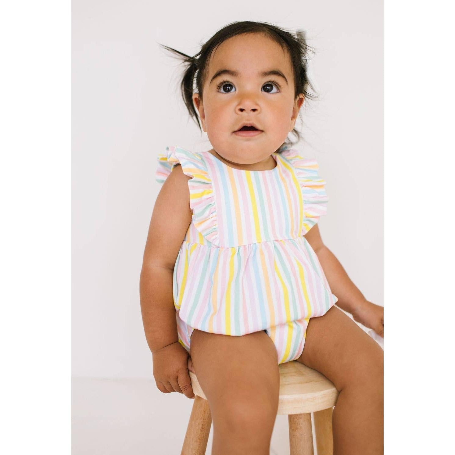 Amelia Romper in Pastel Stripe | Baby Shower Bri Jones