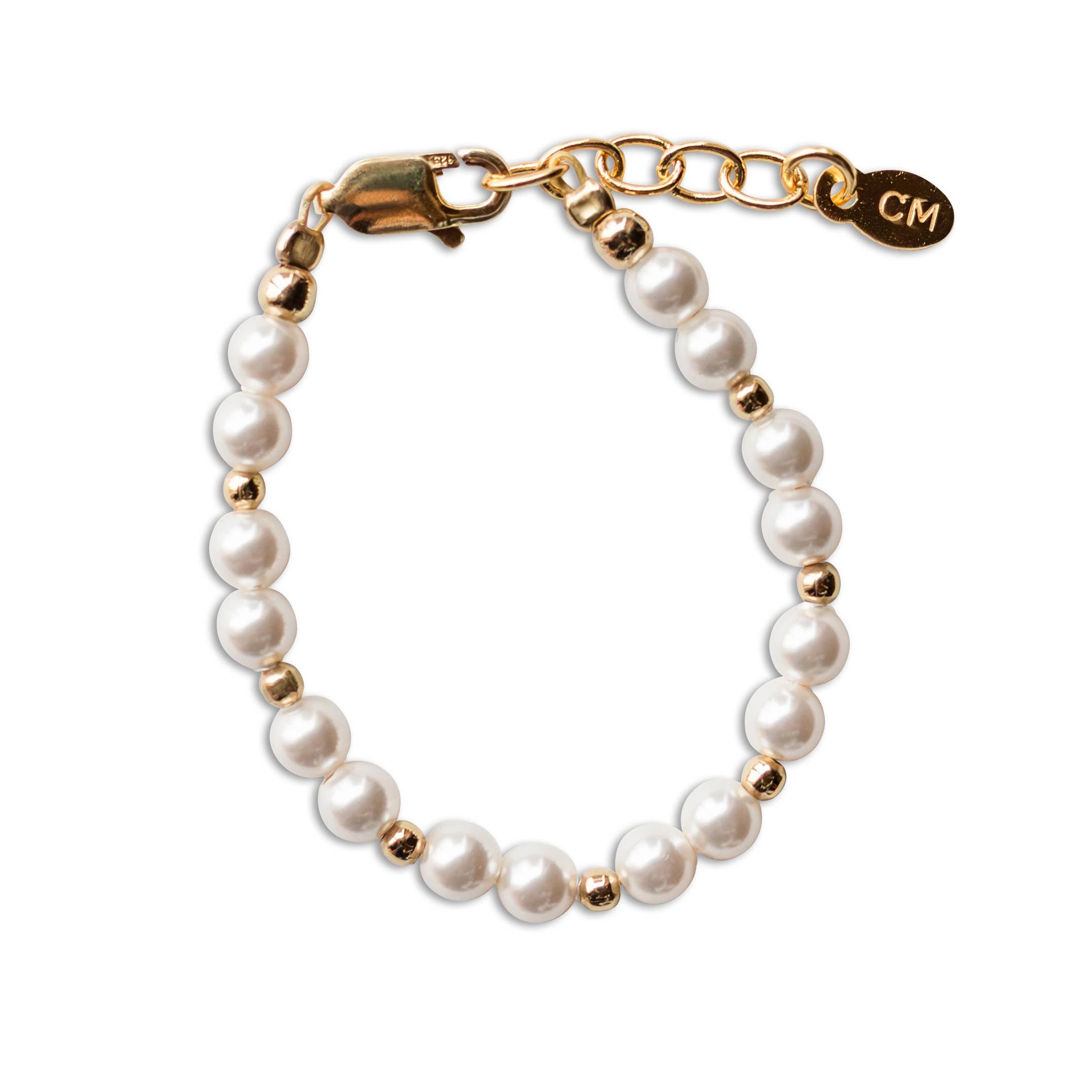 Cherished Moments Brynn, Girls 14K Gold-Plated Pearl Baby Bracelet Children's Jewelry