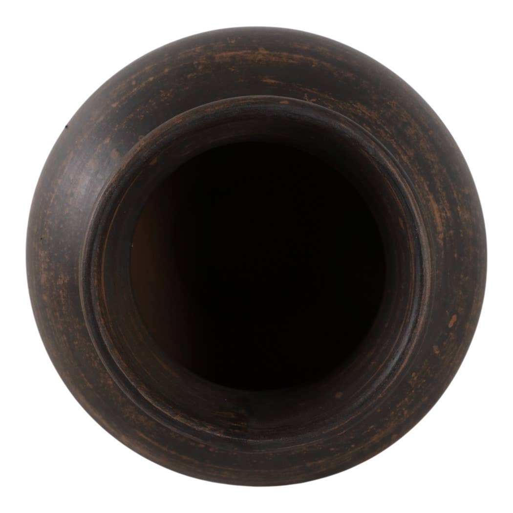 Vase - Brown Terracotta Two Tone Traditional, 12 in.