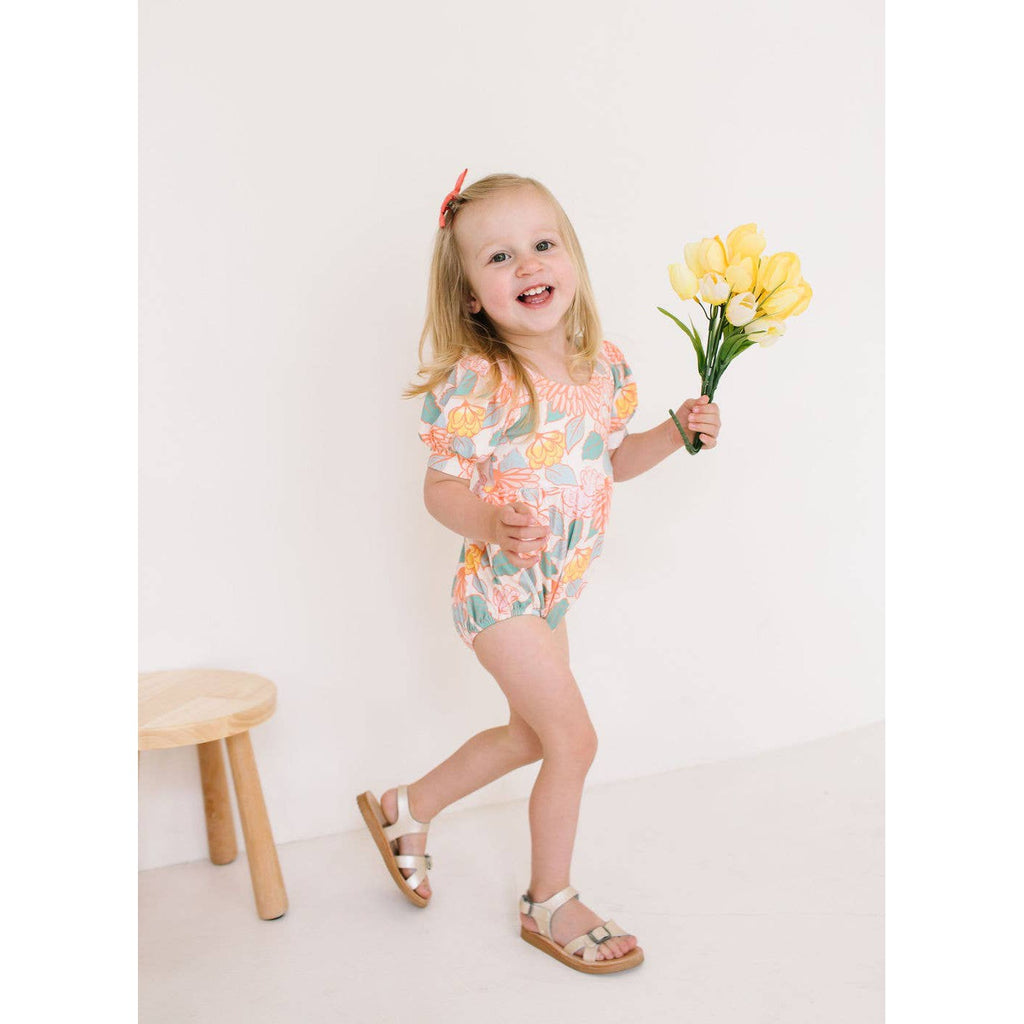 Ollie Jay Puff Baby Romper in Soft Floral