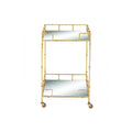 Gold Metal Rolling 2 Mirrored Shelves Bar Cart | Bridal Shower Sydnee Allen and Richard Busby
