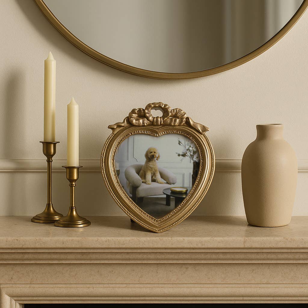Photo Frame - Gold Polyresin Coquette Heart, 5x5 in.