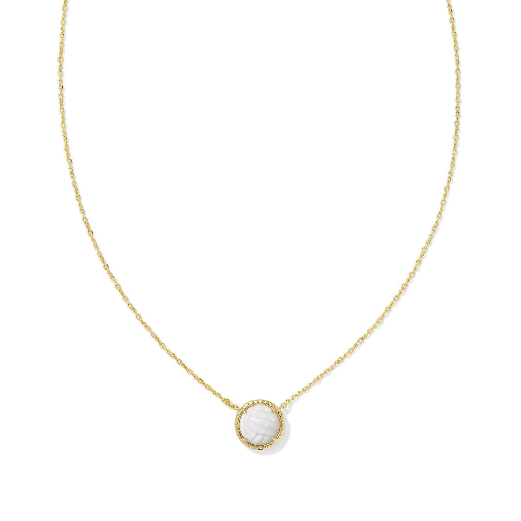 Kendra Scott Volleyball Short Pendant Necklace Gold White Mother Of Pearl