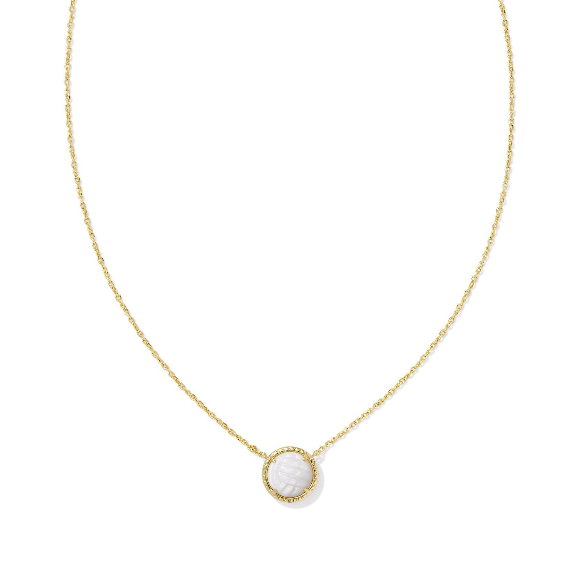 Kendra Scott Volleyball Short Pendant Necklace Gold White Mother Of Pearl