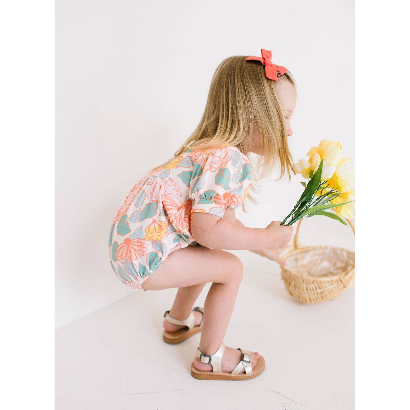 Ollie Jay Puff Baby Romper in Soft Floral