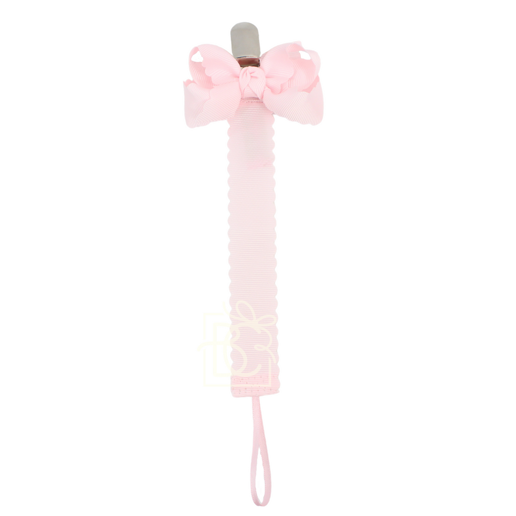 Scalloped Grosgrain Pacifier Clip w/ Detachable Bow