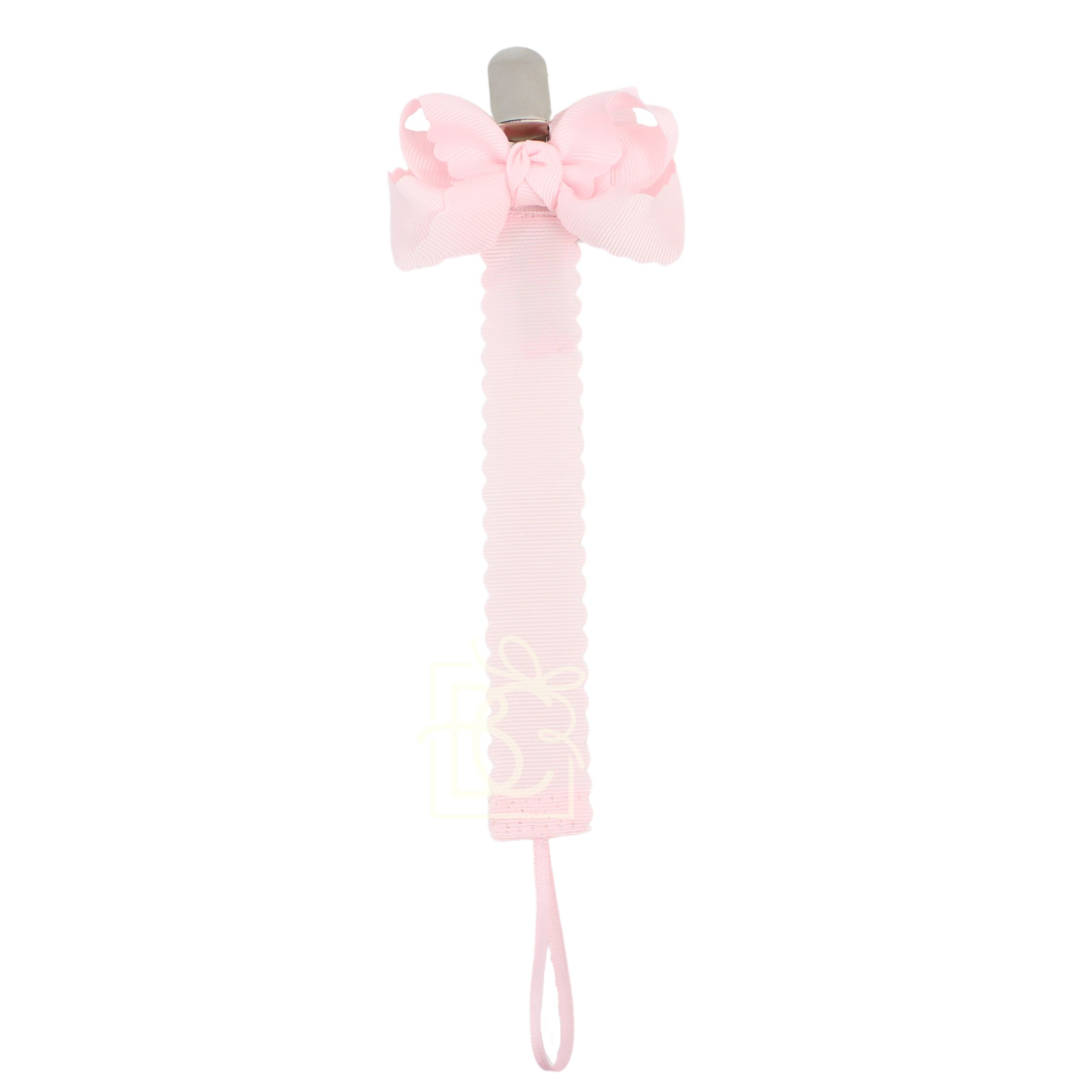 Scalloped Grosgrain Pacifier Clip w/ Detachable Bow