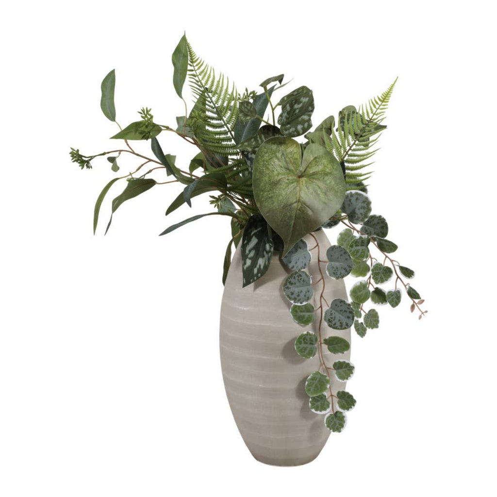 Rustic Gray Etched Glass Decorative Vase