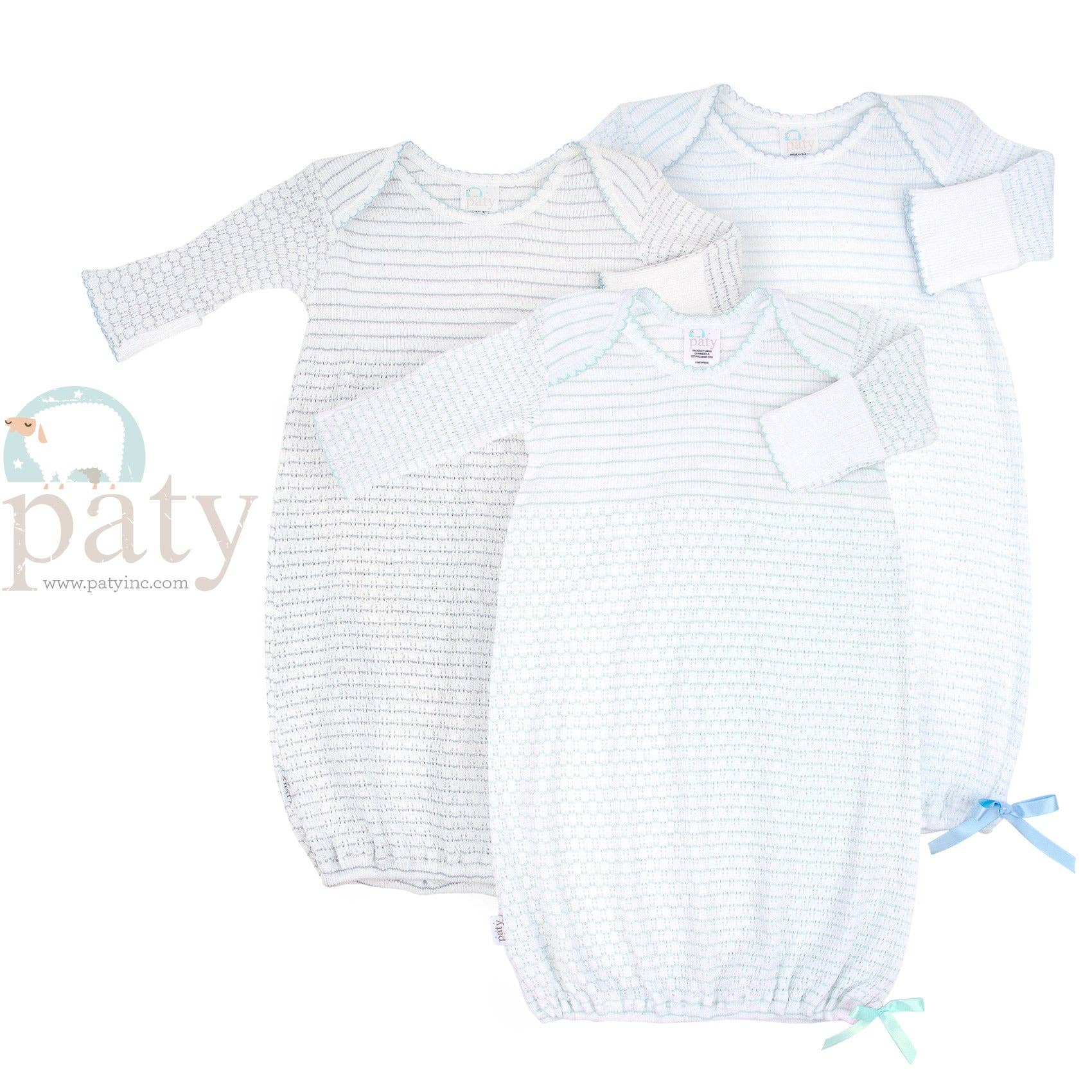 Paty Knit Overlap Shoulder Gown, Pinstripe | Baby Shower Gracie Jordan