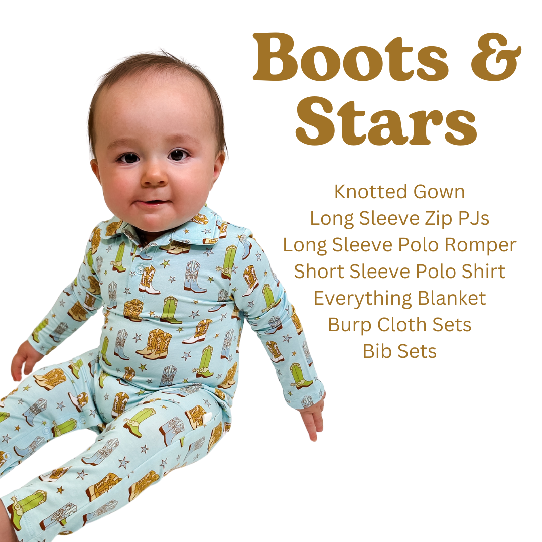 Convertible Zip PJ, Cowboy Boots & Stars
