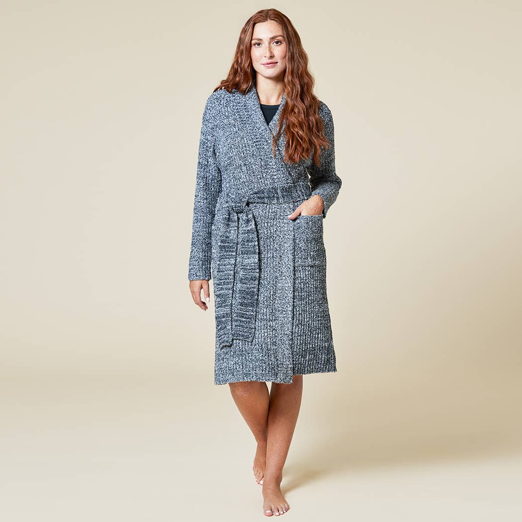 Soft and Plush 38" Marshmallow Rib Women's Wrap Robe