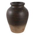 Decorative Vase - Chocolate Brown Ceramic Pottery Jug, 10 in.