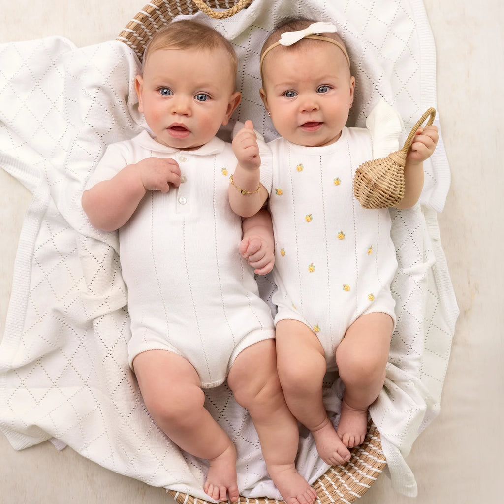 Girls Lemon Knit Romper