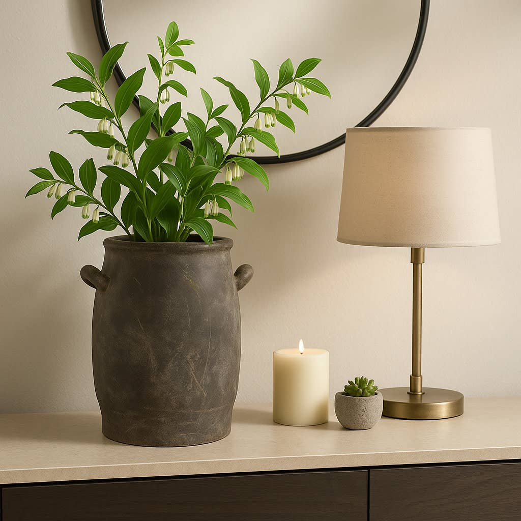 Decorative Vase - Brown Terracotta Textured Tall, 12 in.