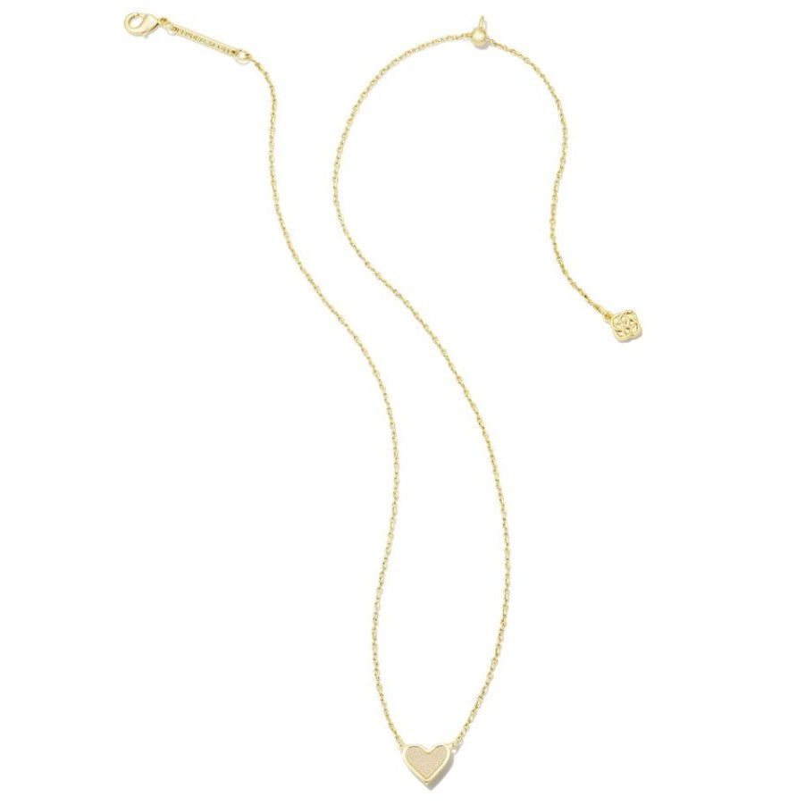 Kendra Scott Gold Iridescent Drusy Framed Ari Heart Short Pendant Necklace