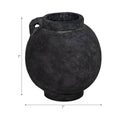Decorative Vase - Black Ceramic Bulbous with Handle Jug, 7 in.
