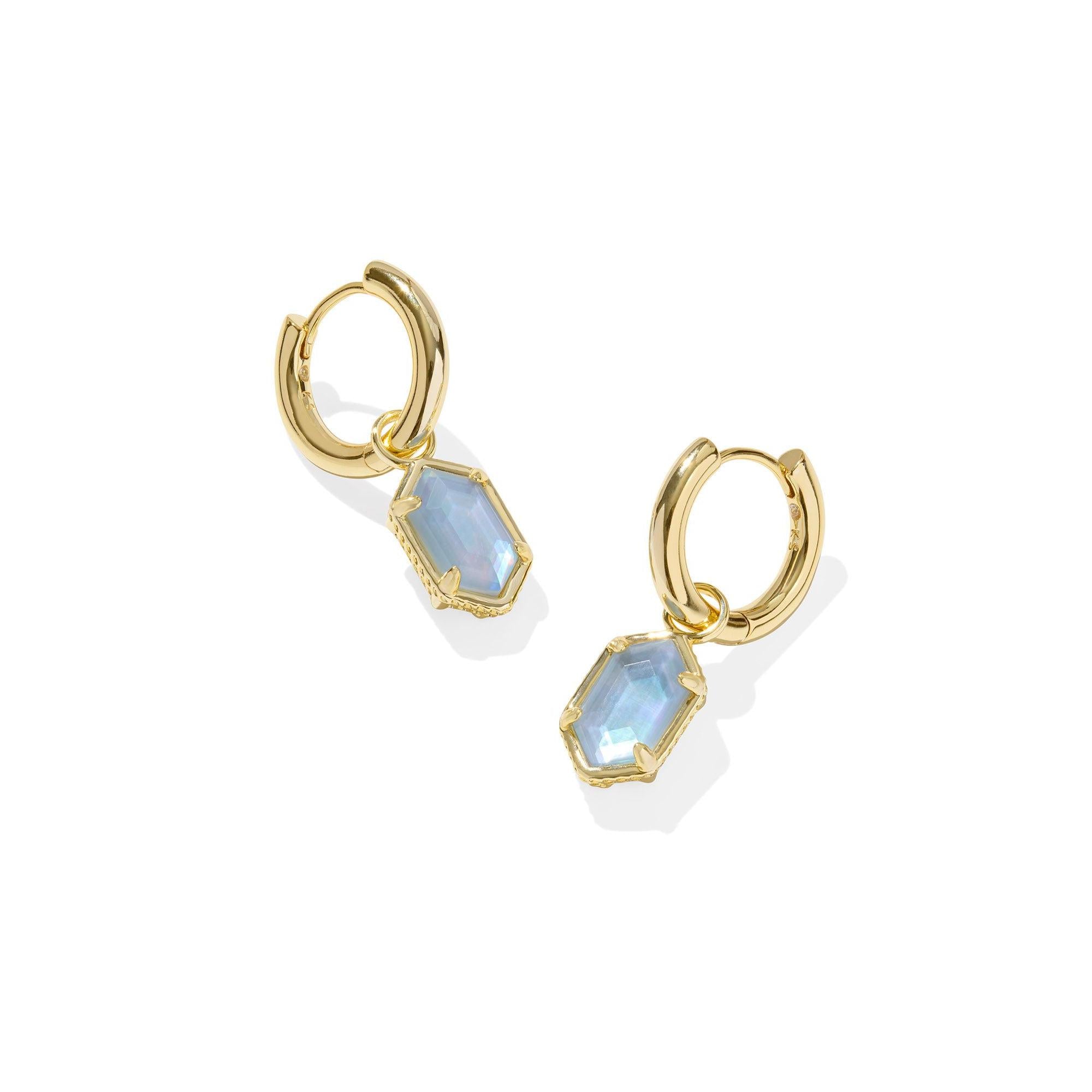 Kendra Scott Hallie Huggie Earrings Silver Sunrise Watercolor Illusion