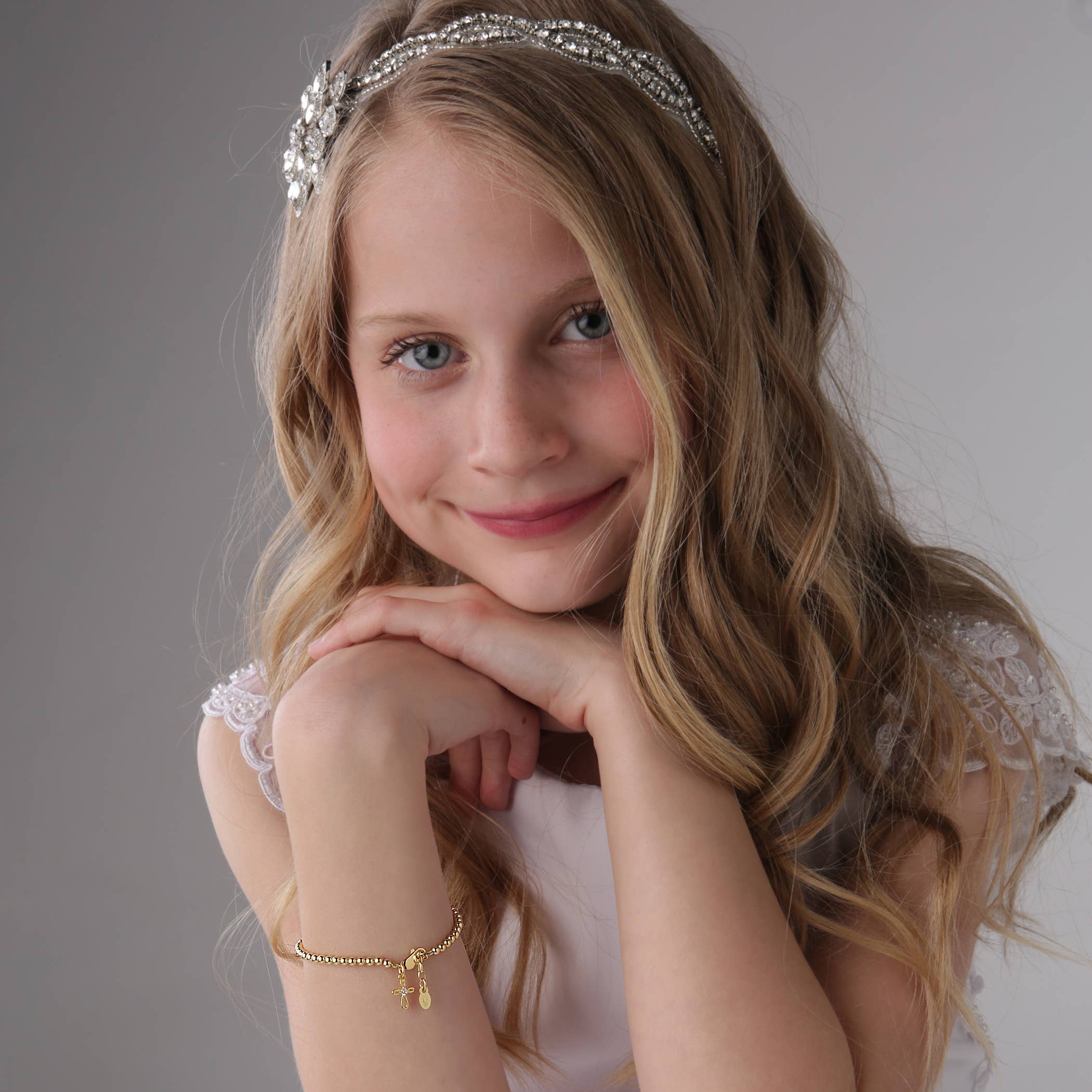 Cherished Moments Lenox, 14K Gold-Plated Cross Bracelet Baby Girl Baptism Gift