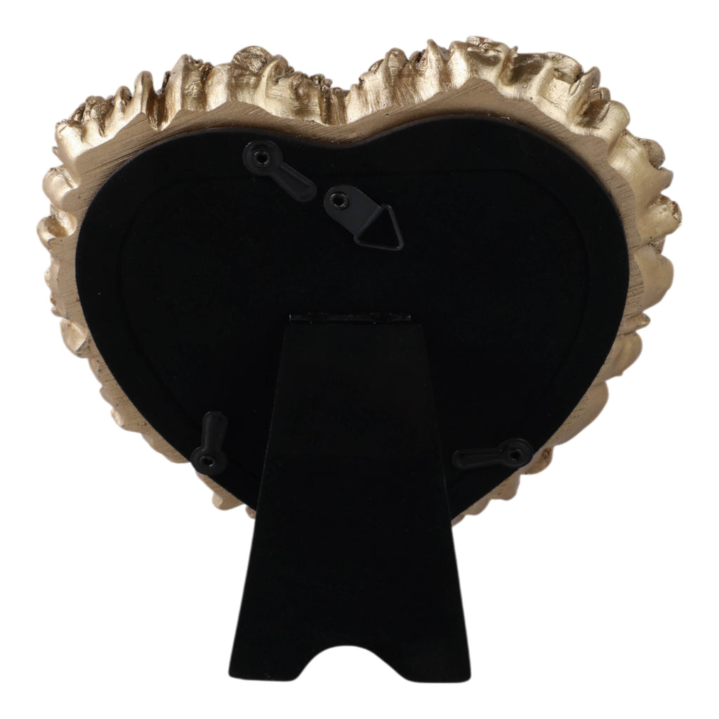 Photo Frame - Gold Polyresin Rosette Heart, 4x4 in.