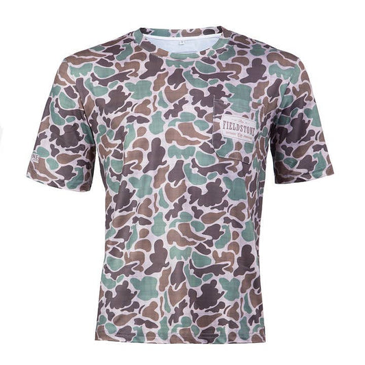 Dry-Fit Pocketed Short Sleeve Camo Tee, Youth