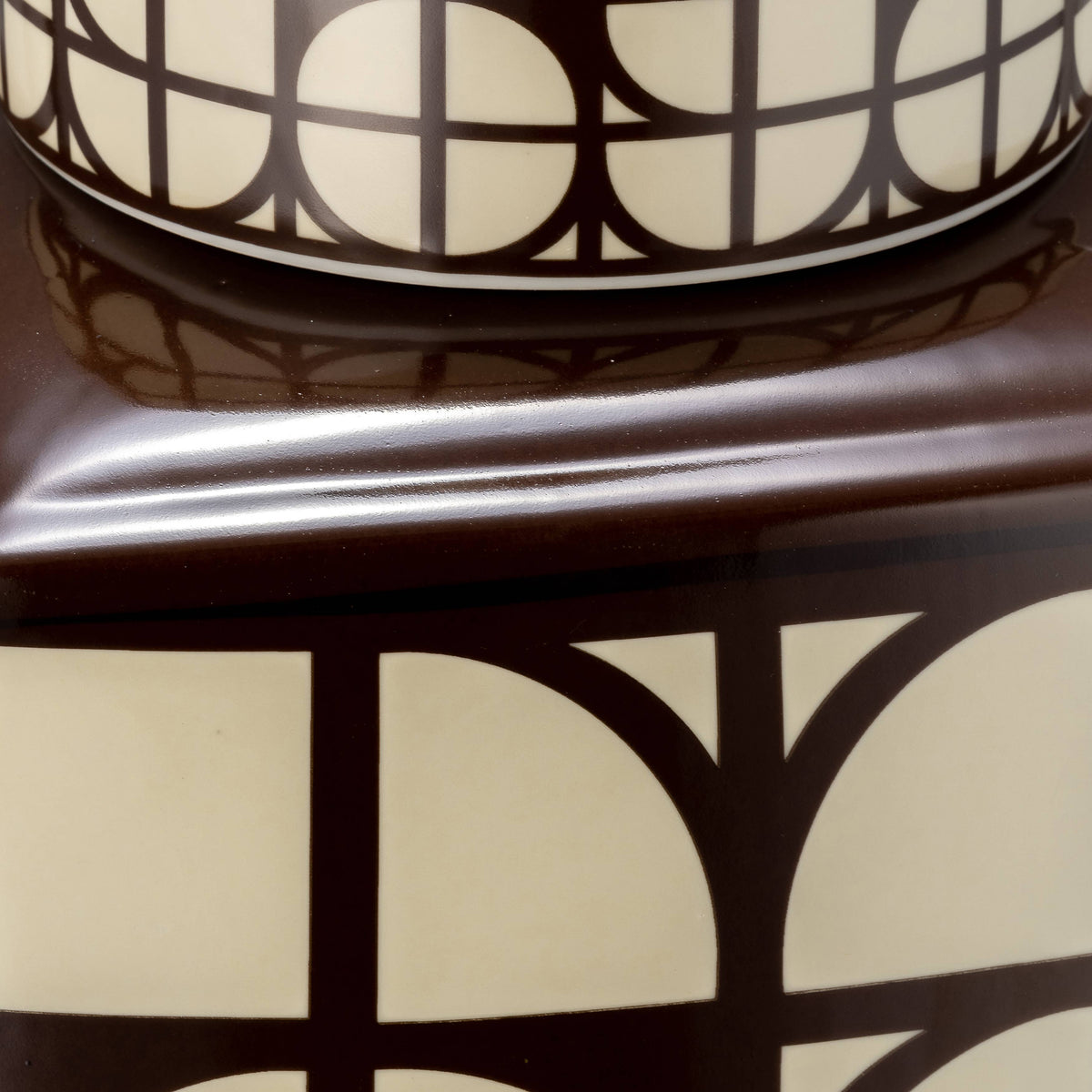 Brown Square Ceramic Decorative Jar with Lid, 18 in.