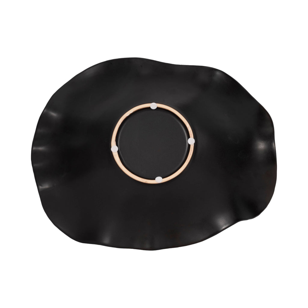 Bowl - Black Ceramic Ruffled Edge Matte Finish, 18 in.