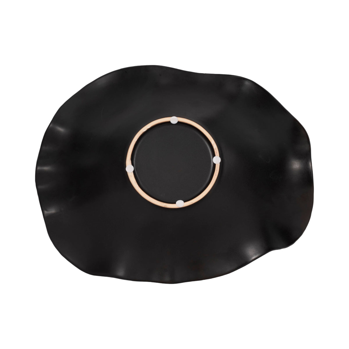 Bowl - Black Ceramic Ruffled Edge Matte Finish, 18 in.