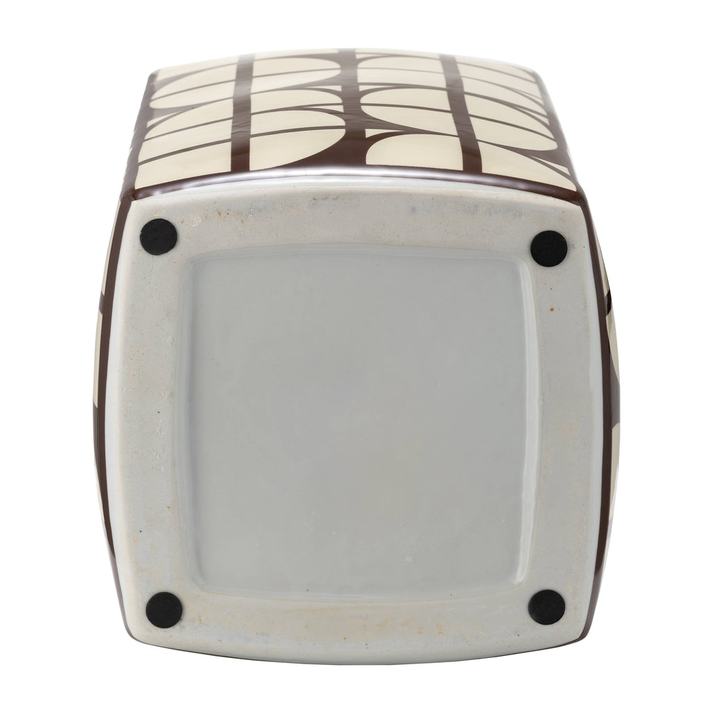 Brown Square Ceramic Decorative Jar with Lid, 18 in.