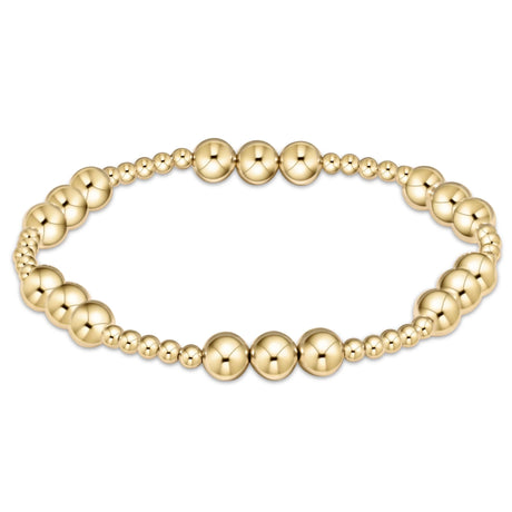 Classic Joy Pattern 6MM Bead Bracelet - Gold