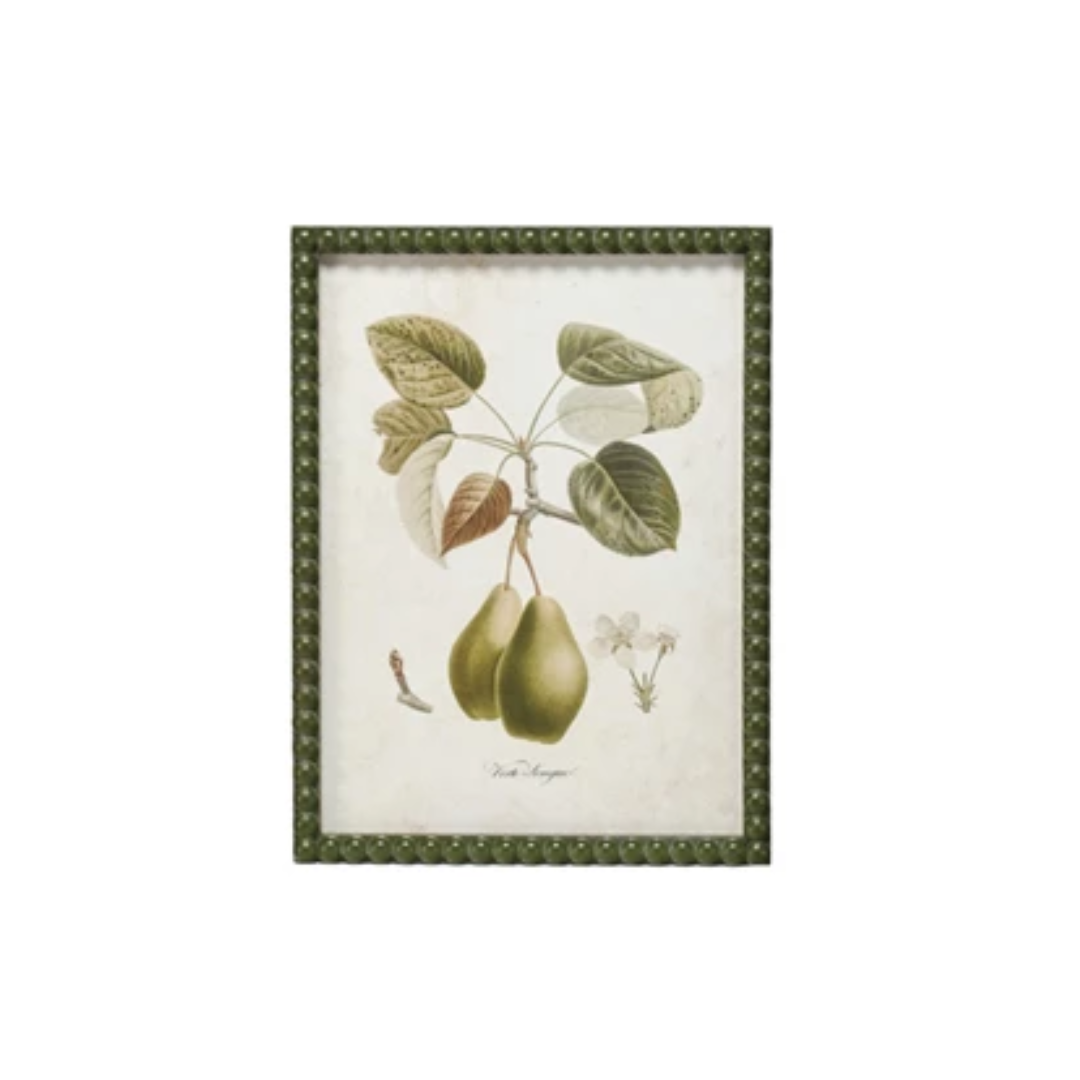 Hobnail Wood Framed Wall Décor w/ Vintage Reproduction Print, 9 Styles