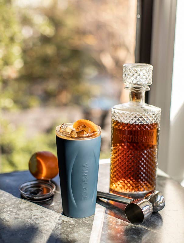Navy Glass Lined Tumbler 14 oz.