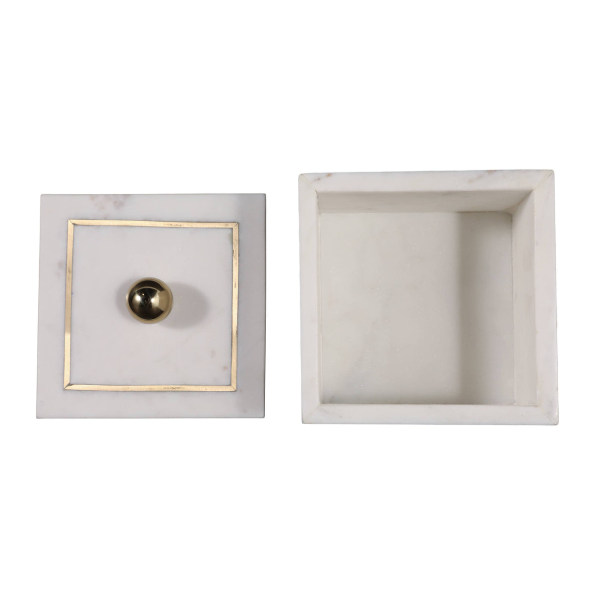Marble Modern Storage Box with Removable Lid - White, 5 in.