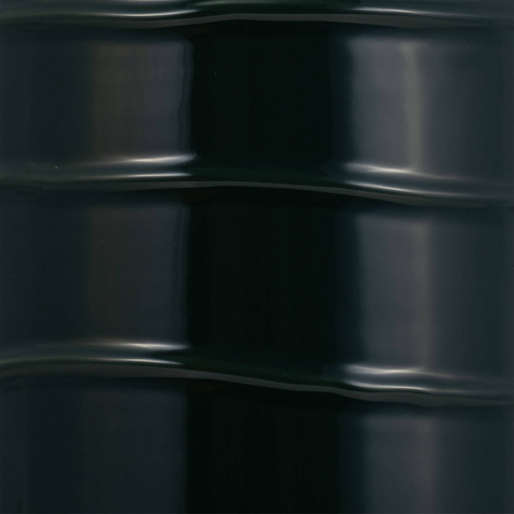 Forest Green Vertically Ribbed Ceramic Vase, 20 in.