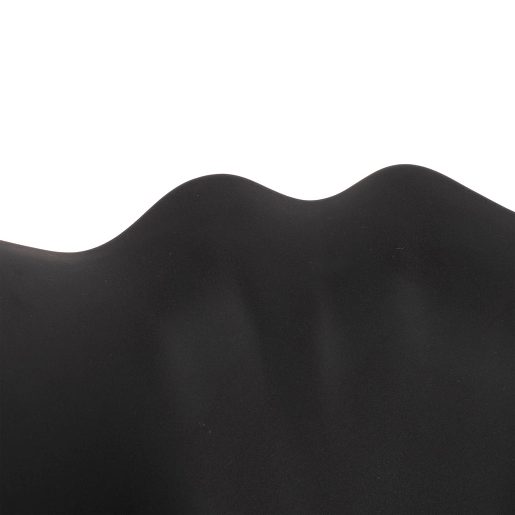 Bowl - Black Ceramic Ruffled Edge Matte Finish, 18 in.