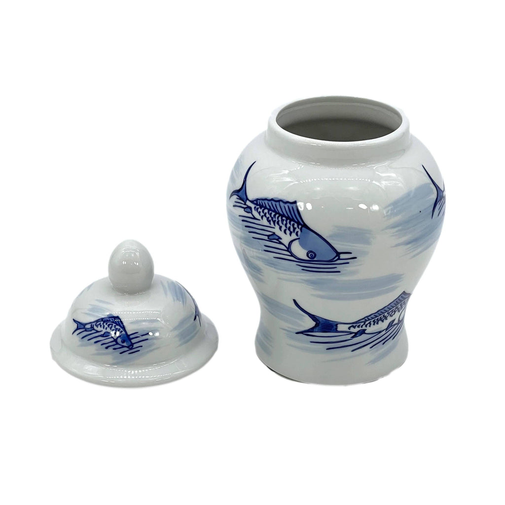 Small Chinoiserie Ceramic Decorative Tea & Ginger Jar 8"