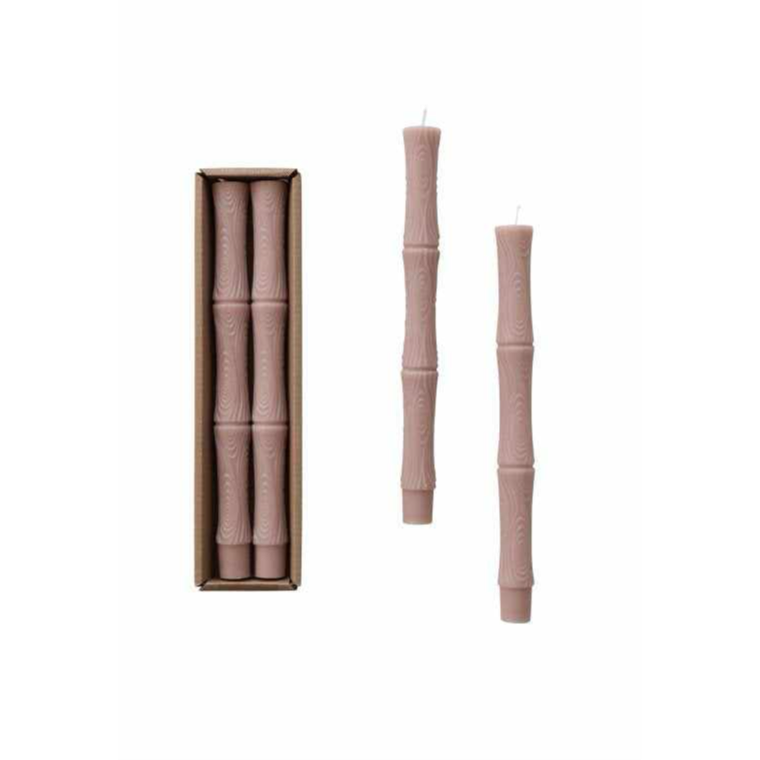 Unscented Sculpted Taper Candles, Khaki Color, 3 Styles, Set of 2