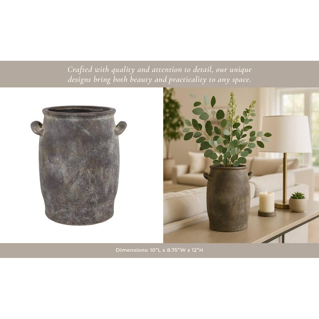 Decorative Vase - Brown Terracotta Textured Tall, 12 in.