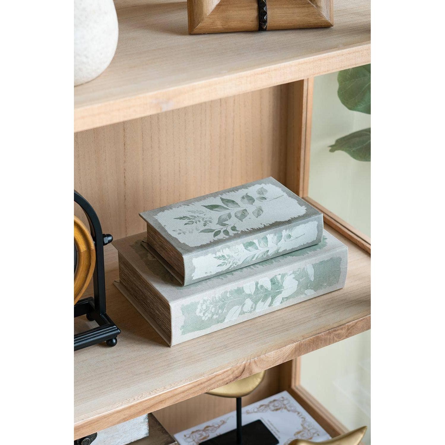 Fern Leaf Book Storage Boxes, Set of 2
