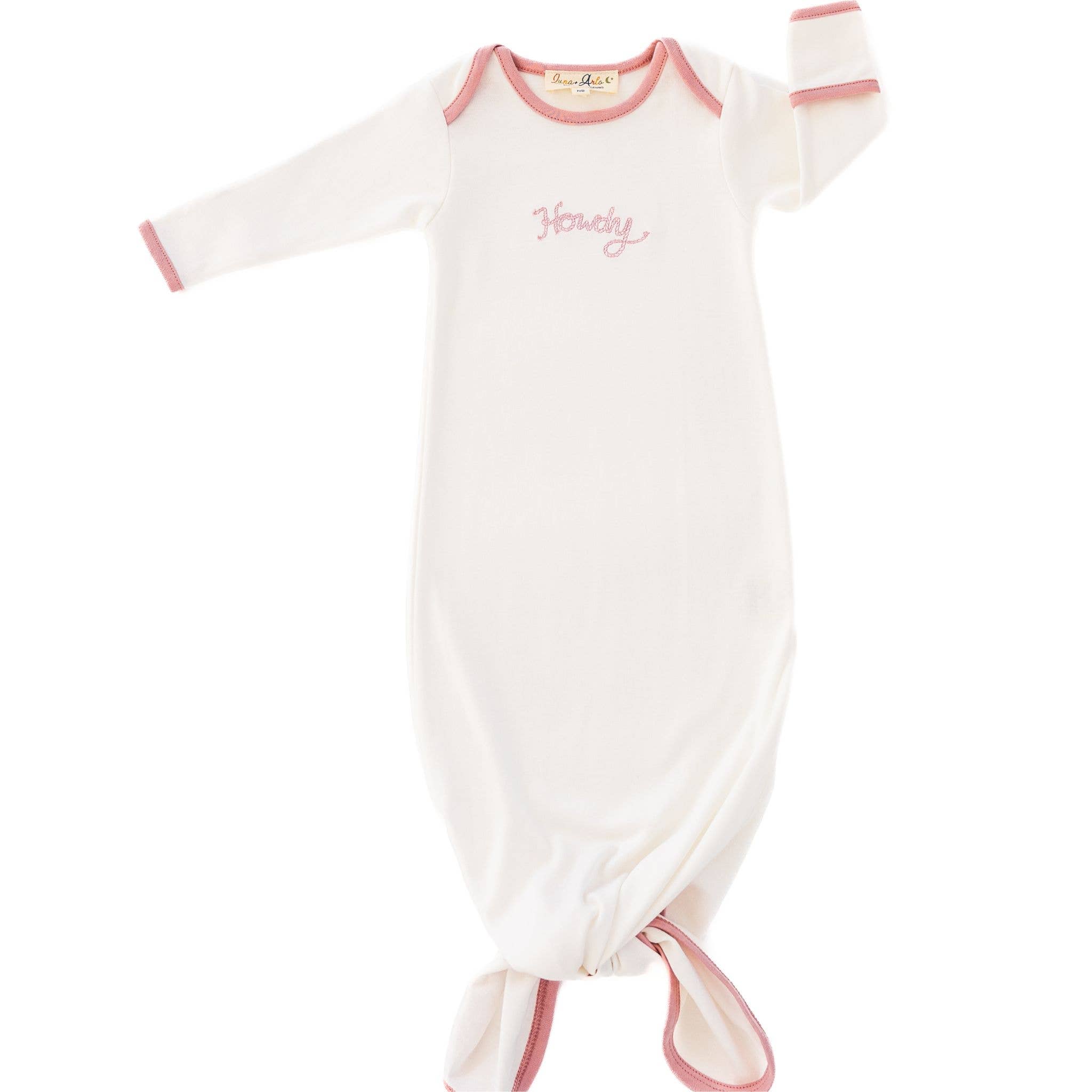 Howdy! Embroidered Knotted Gown, Dusty Rose