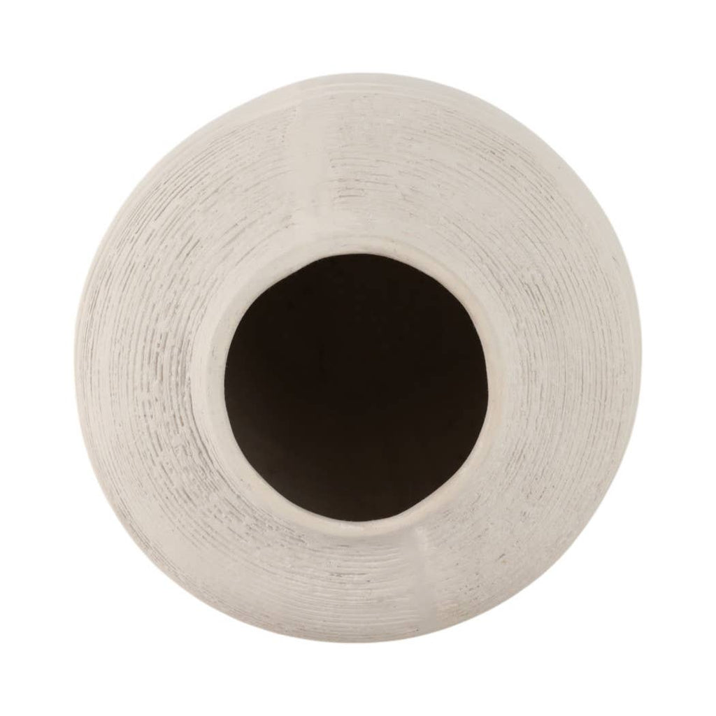 Ivory Ribbed Terracotta Floor Vase, 16 in.
