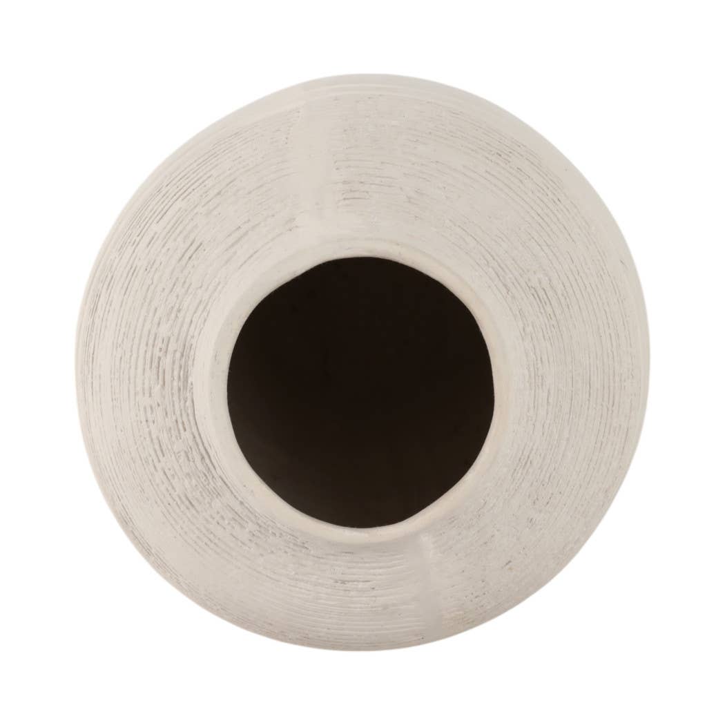 Ivory Ribbed Terracotta Floor Vase, 16 in.