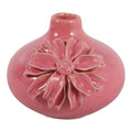 Decorative Vase - Pink Ceramic with Embossed Floral, 6 in.