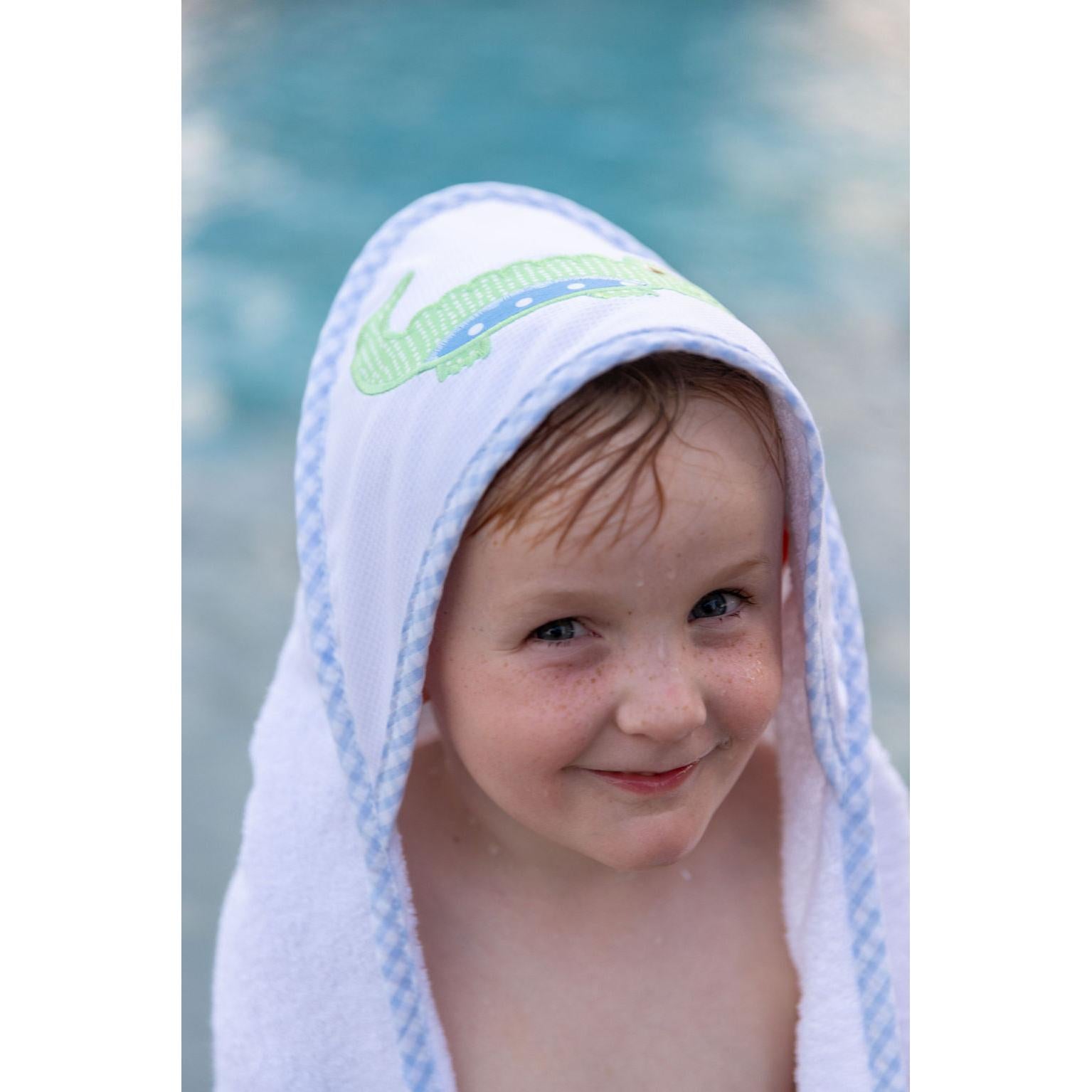 Alligator Baby Hooded Towel & Washcloth Set, Blue