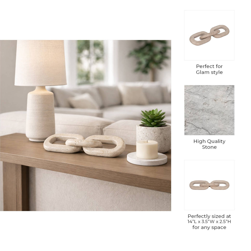 Decorative Sculpture - Tan Stone 3-Link Chain, 14 in.