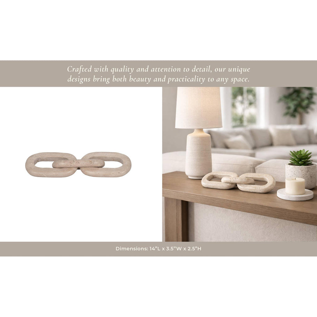 Decorative Sculpture - Tan Stone 3-Link Chain, 14 in.