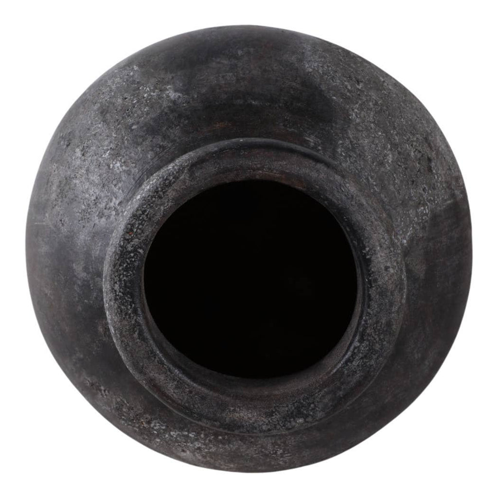 Decorative Vase - Black Ceramic Textured Surface, 12 in.