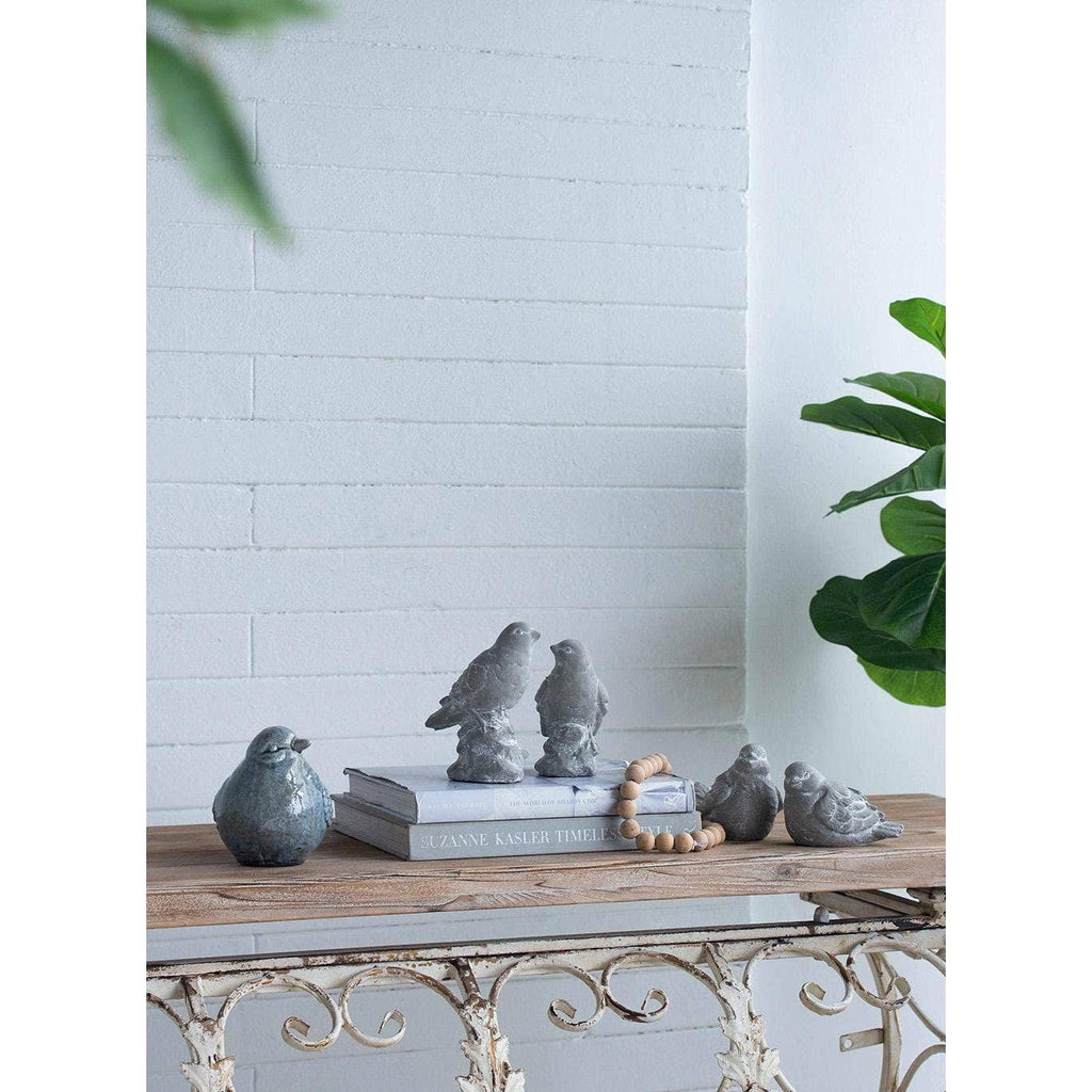 Lovebirds Cement Figurines, Set of 2
