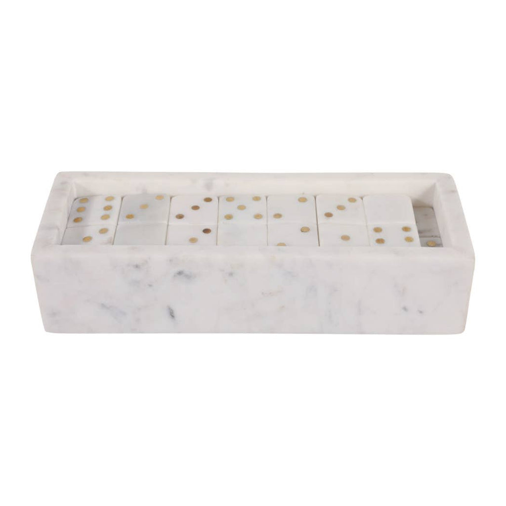 White and Gold Marble Rectangular Dominoes, 10 in.
