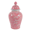 Decorative Jar - Pink/White Ceramic Floral Chinoiserie, 18 in.