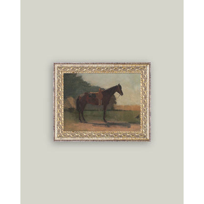 Saddled Horse Framed Antique Art